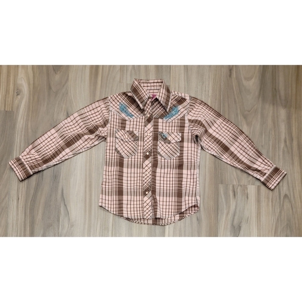 Girls Cowgirl Hardware Button Down Shirt long sleeves sz small